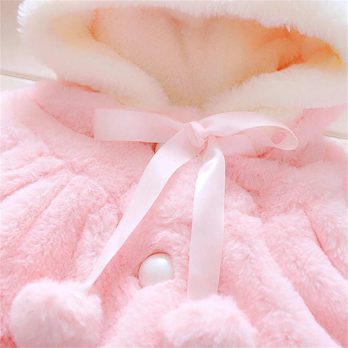 Baby Girl Winter Jacket – Cute Hooded Rabbit Ear Sweater (0–3Y)