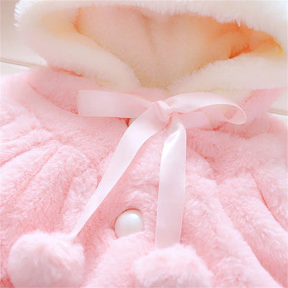 Baby Girl Winter Jacket – Cute Hooded Rabbit Ear Sweater (0–3Y)