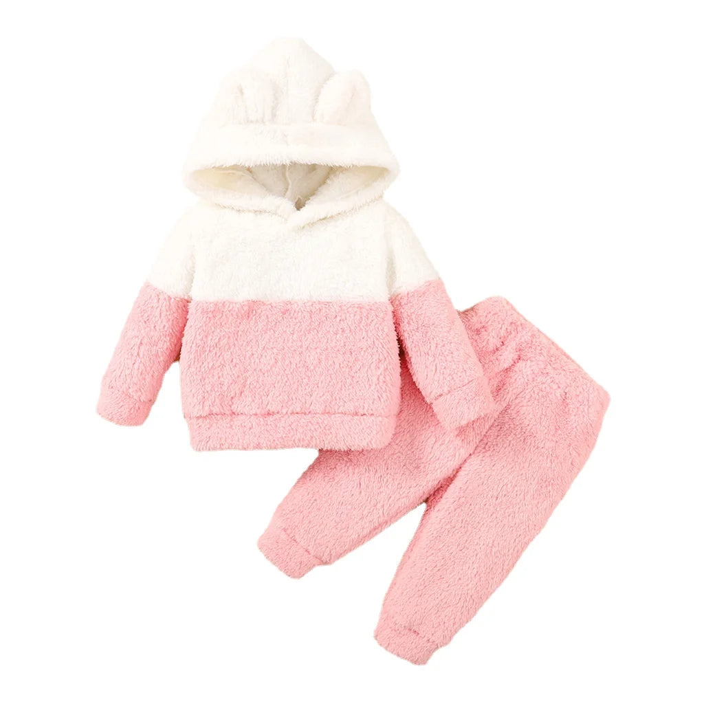 Toddler Fluff Hooded Outfit – 2PCS Set