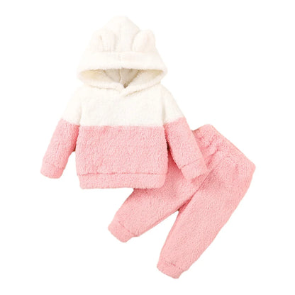 Toddler Fluff Hooded Outfit – 2PCS Set