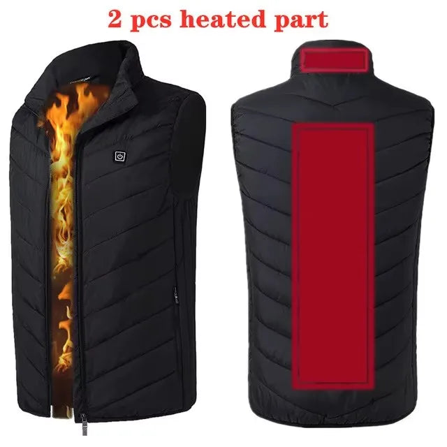 Men USB Infrared 17 Heating Areas Vest Jacket Men Winter Electric Heated Vest Waistcoat For Sports Hiking Oversized 5XL