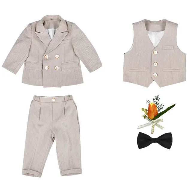 Boys’ Wedding Tuxedo Set – Formal Blazer, Pants & Bowtie Outfit
