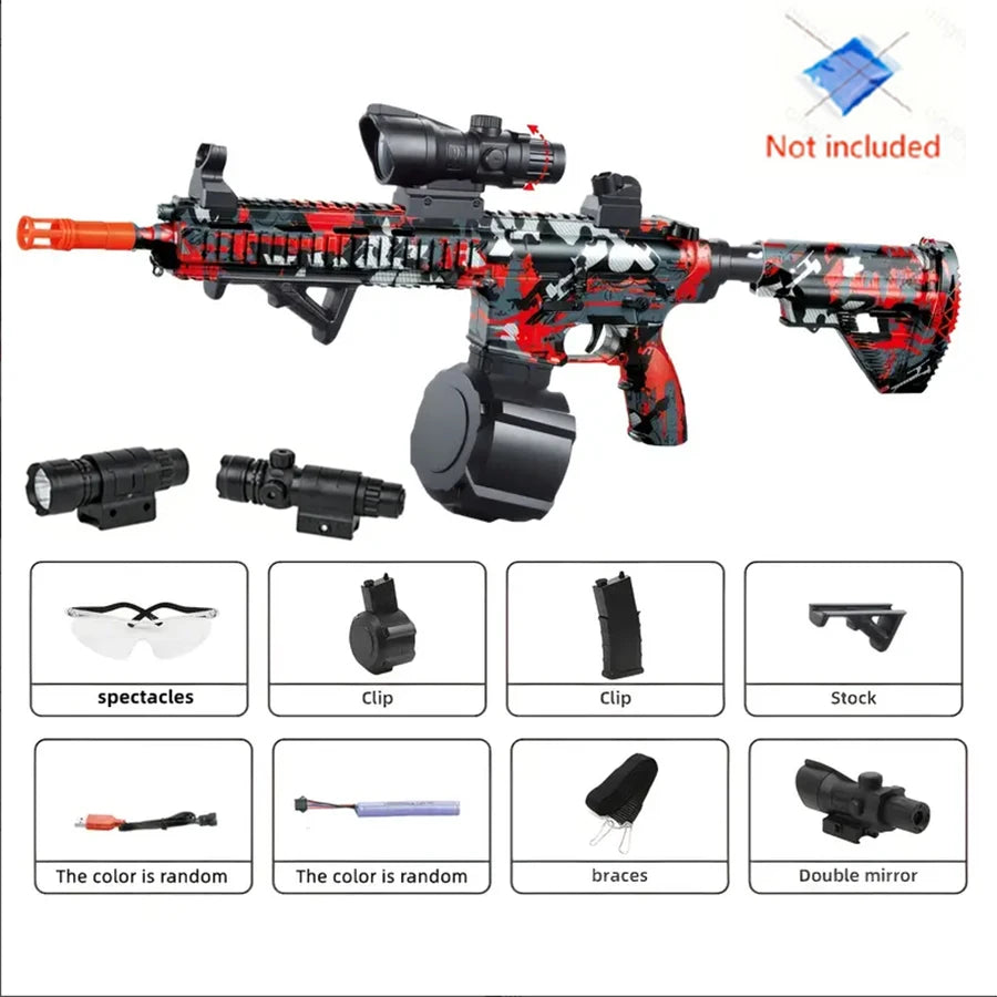 Ultra Shoppings high-speed 7.4V electric M4 gel ball ejector toy rifle for outdoor entertainment, fully assembled and ready to use.