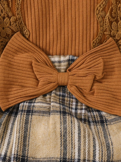 Cute Baby Girl Long Sleeve Plaid Romper