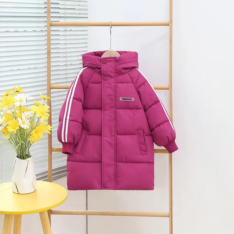 Kids' Long Cotton-Padded Jacket – Warm & Stylish