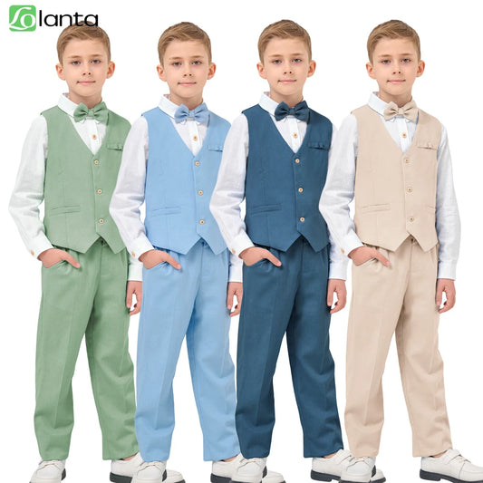 Children’s 4-Piece Linen Suit – Perfect for Weddings & Parties