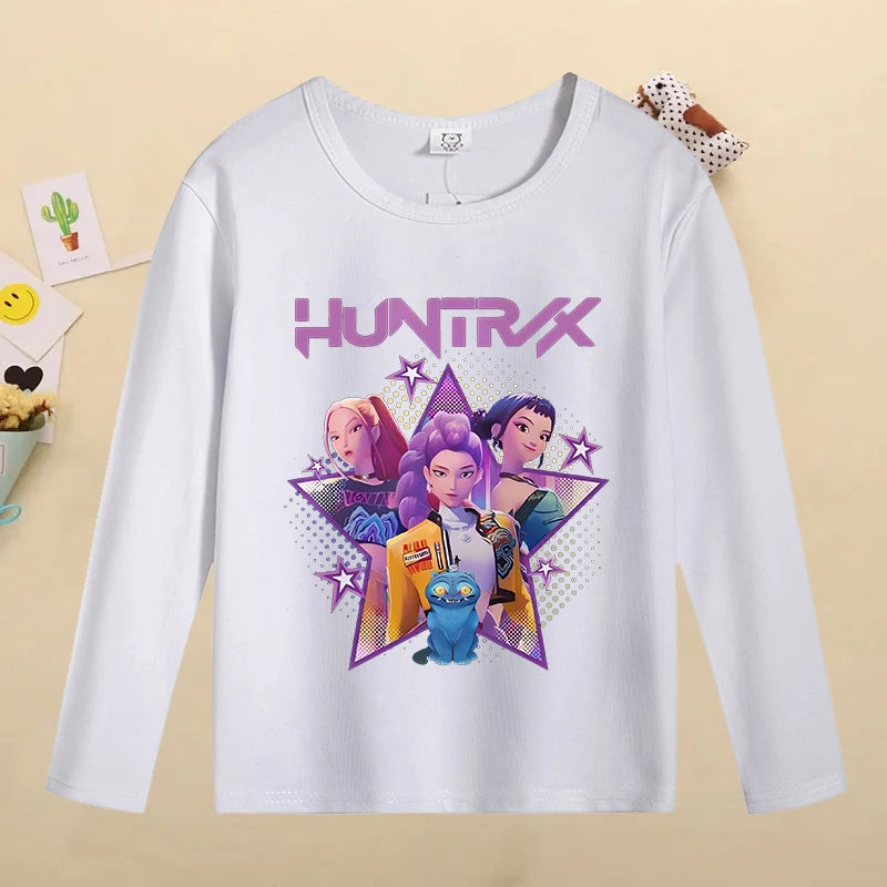 Kpop Demon Hunters Kids T-Shirt – Kawaii Cartoon Long Sleeve Top