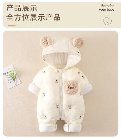 Thick Winter Baby Romper – Fleece & Hooded