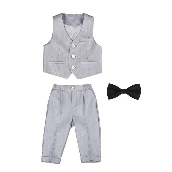 Boys’ Wedding Tuxedo Set – Formal Blazer, Pants & Bowtie Outfit