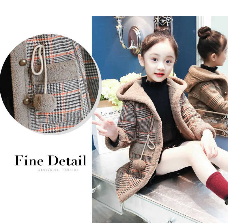 Autumn/Winter Girls’ Jacket – Stylish Hairy Long Coat