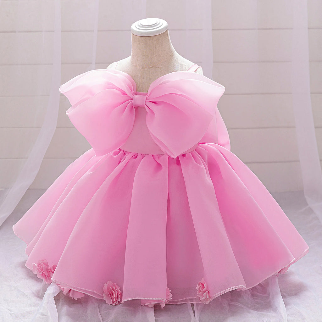 Baby Girl Baptism Dress – 1st Birthday Pink Gown