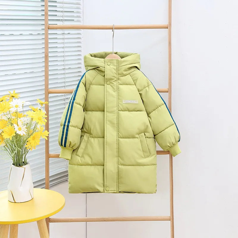 Kids' Long Cotton-Padded Jacket – Warm & Stylish