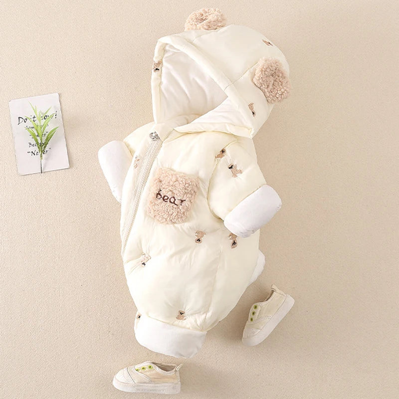 Thick Winter Baby Romper – Fleece & Hooded