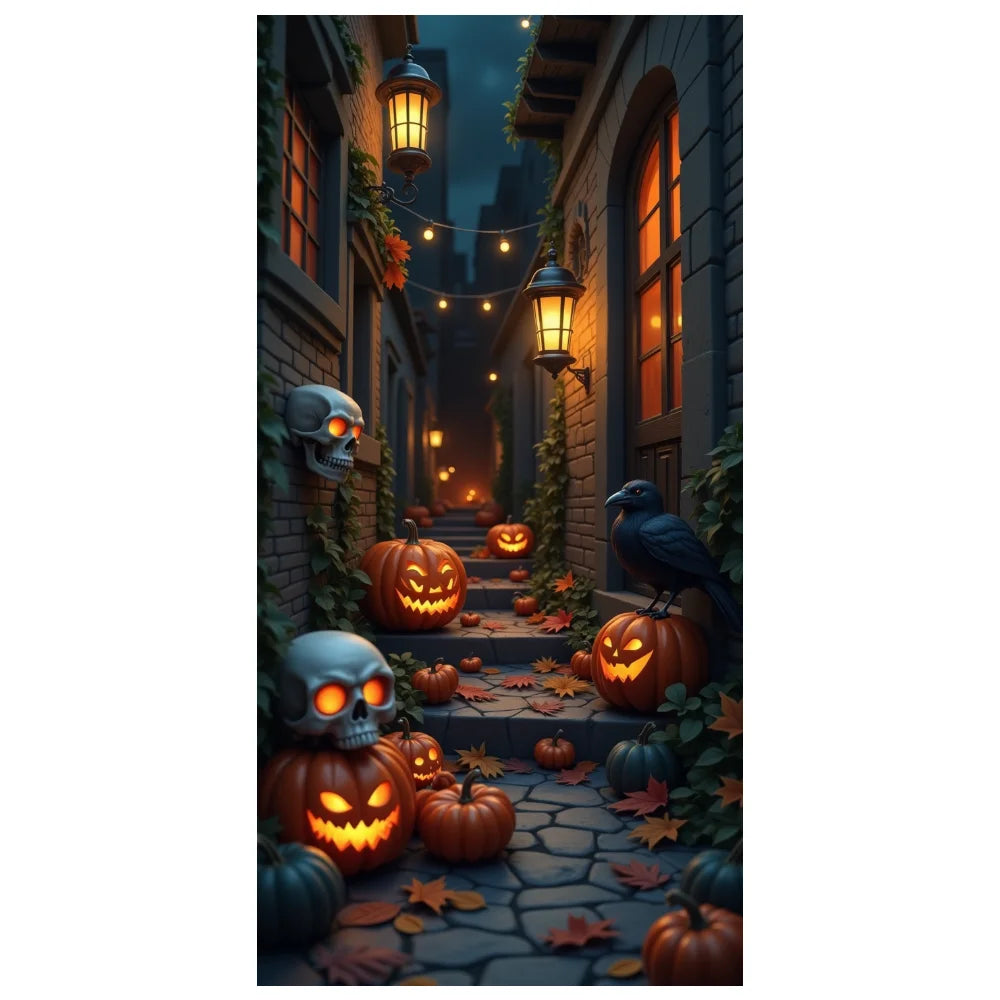 Halloween Door Banner – Scary Moon Night & Cemetery Scene