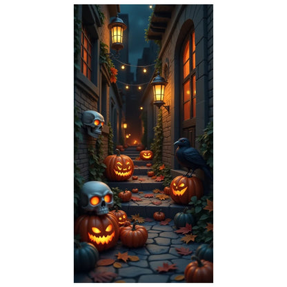 Halloween Door Banner – Scary Moon Night & Cemetery Scene