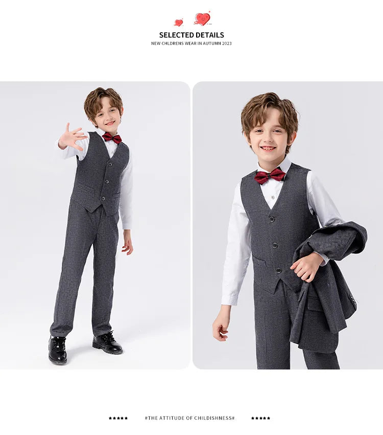 Classic Gray Suit for Boys – 1–14Y Formal & Performance Set