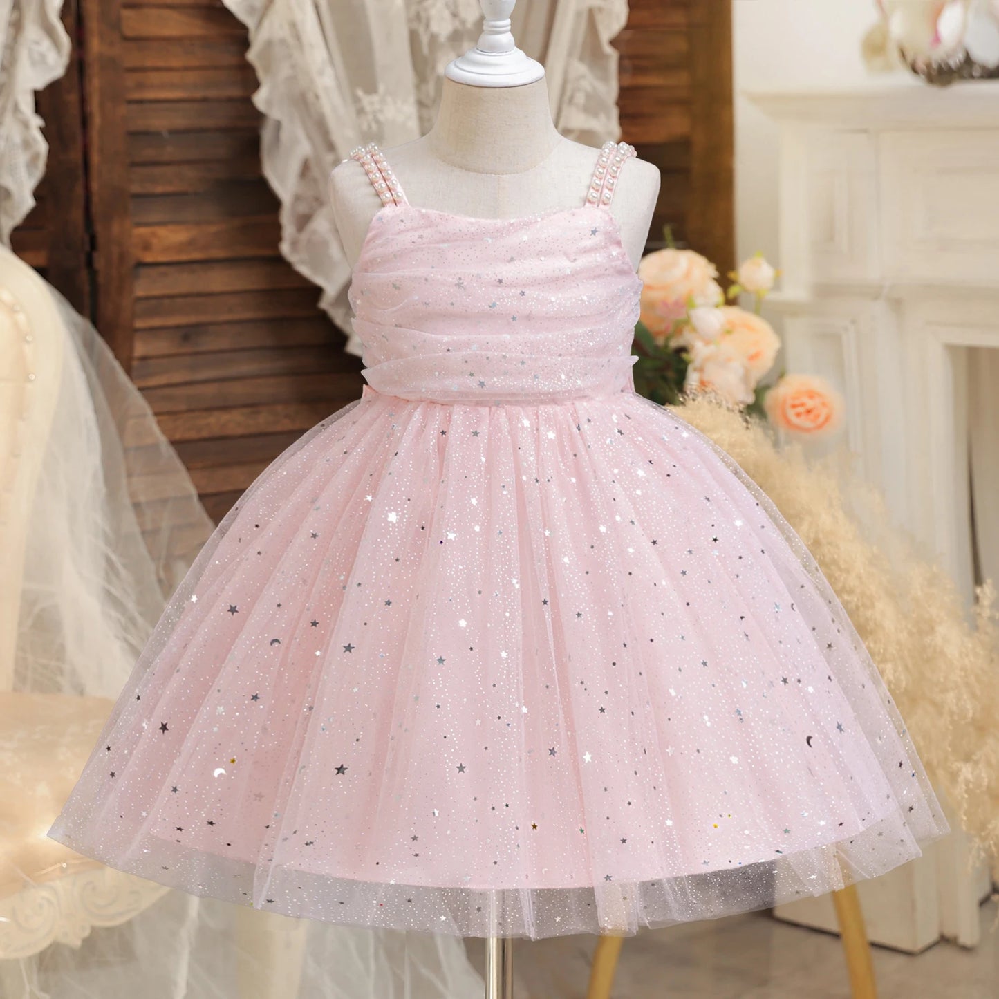 Girls Party Dress – Elegant Blue Sequin Gown