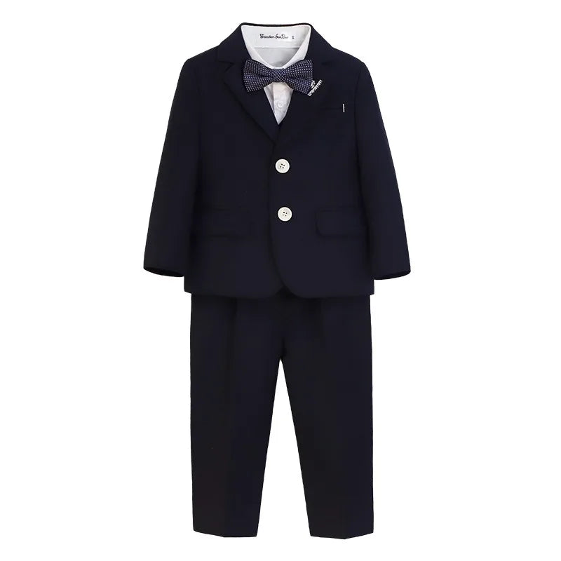 Boys' Formal Wedding Suit Set – Blazer, Vest, Shirt & Pants (Ages 4–12)