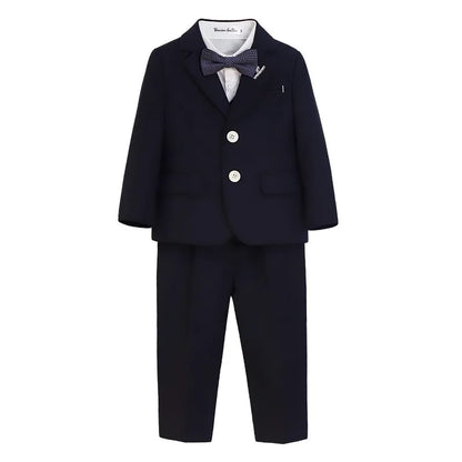 Boys' Formal Wedding Suit Set – Blazer, Vest, Shirt & Pants (Ages 4–12)