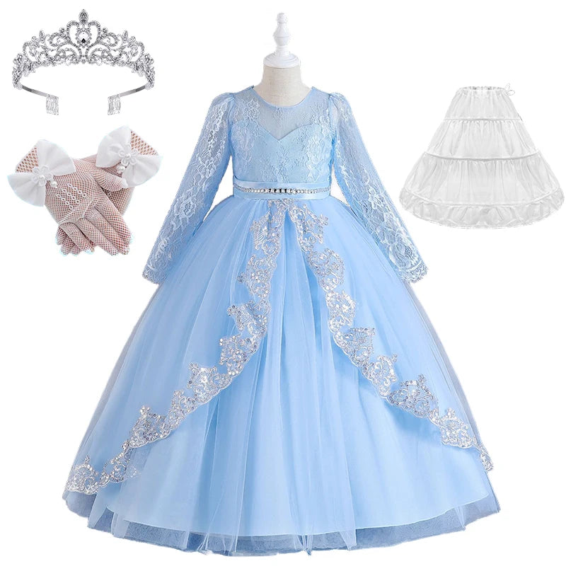 Girls Evening Dress – Lace Embroidered Party Gownn