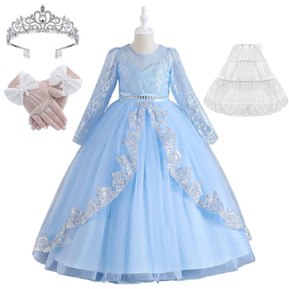 Girls Evening Dress – Lace Embroidered Party Gownn