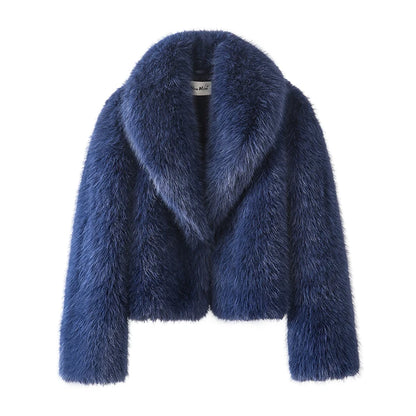 Shawl Collar Faux Fur Jacket – Bold Winter Look