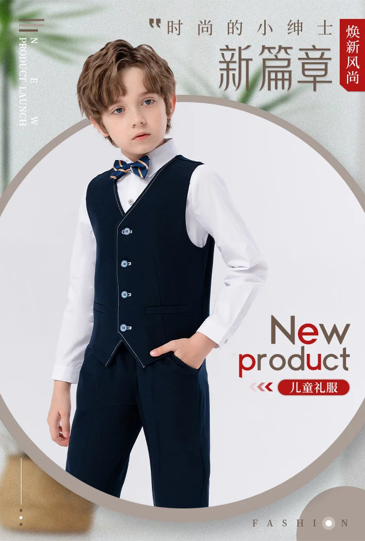 Boys’ Formal Suit Set – Spring/Summer Wedding Outfit (Ages 1–14)