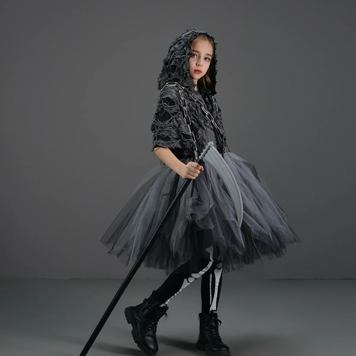 Girls Evil Halloween Outfit – Grim Reaper Carnival Costume