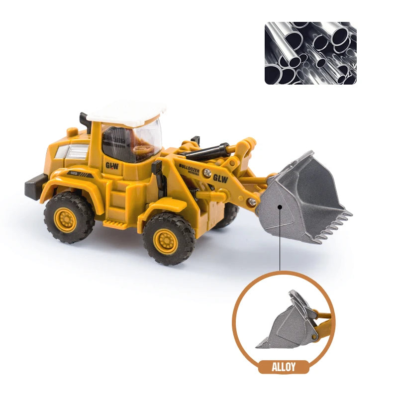 Engineering Diecast Vehicle Set – Tower Crane, Forklift, Bulldozer & Excavator for Boys!