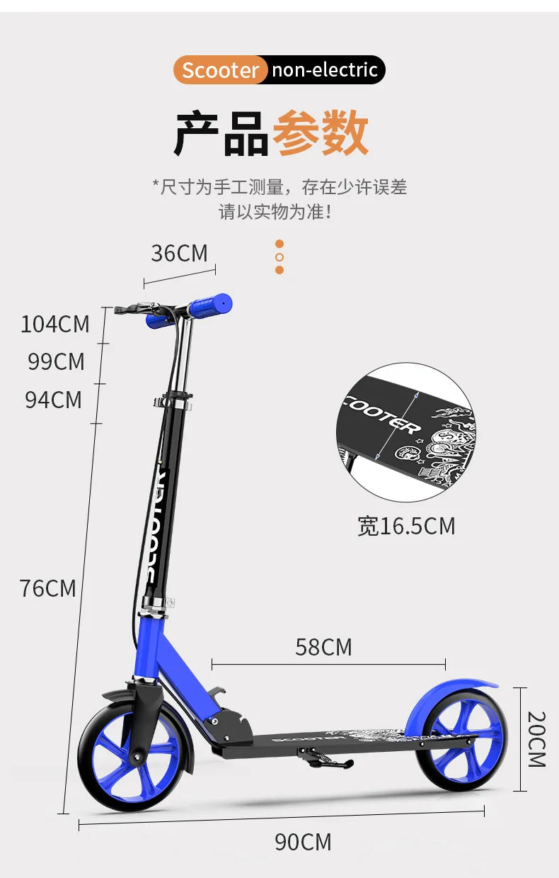 Foldable Two-Wheeled Scooter – Perfect for Kids, Teens, and Adults