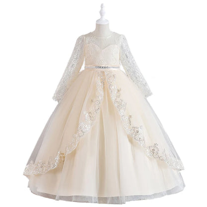 Girls Evening Dress – Lace Embroidered Party Gownn