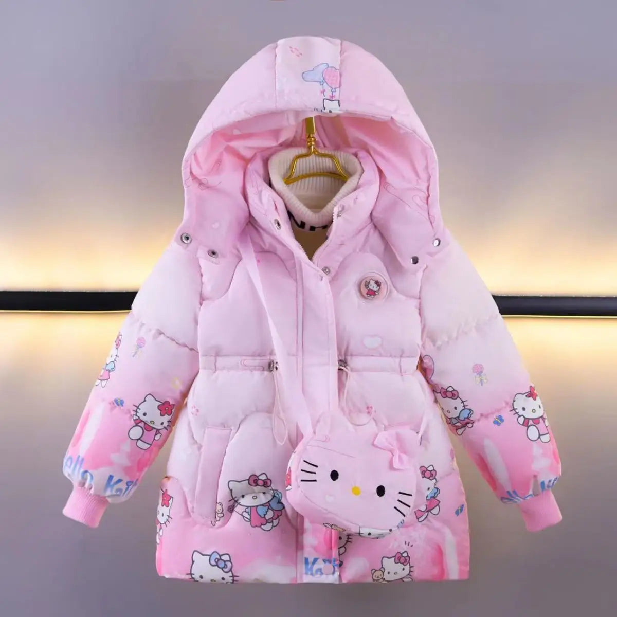 Baby Girl Coat – Plush Hooded Parka + Bag