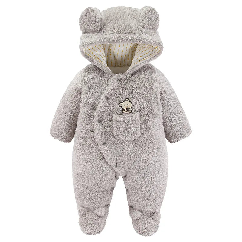 Hooded Bear Jumpsuit for Babies – Soft & Cozy