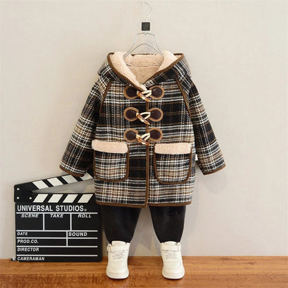 Girls’ Winter Wool Coat – Thicken Velvet-Lined