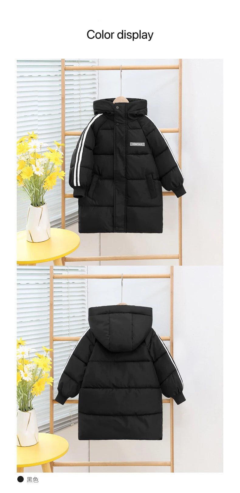 Kids' Long Cotton-Padded Jacket – Warm & Stylish
