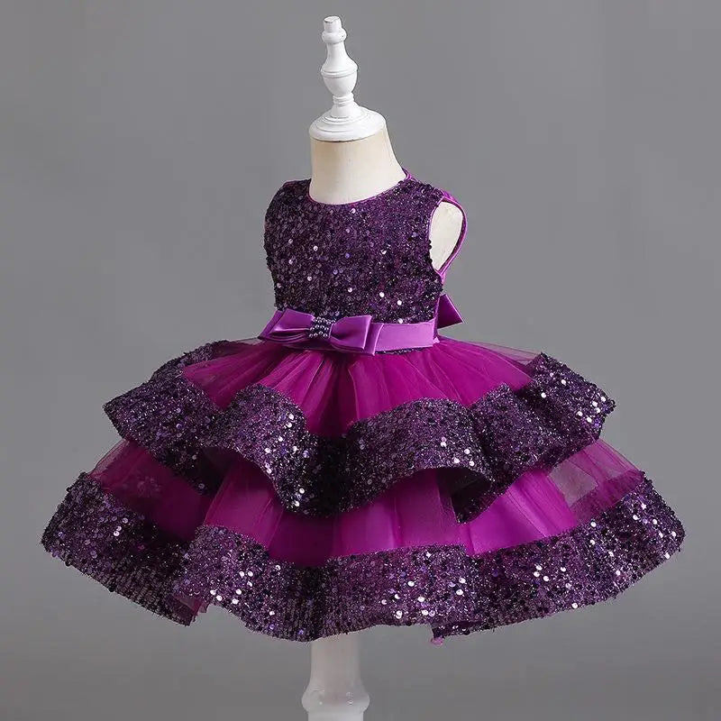 Girls’ Summer Party Dress – Sequin & Beaded Bow Detail