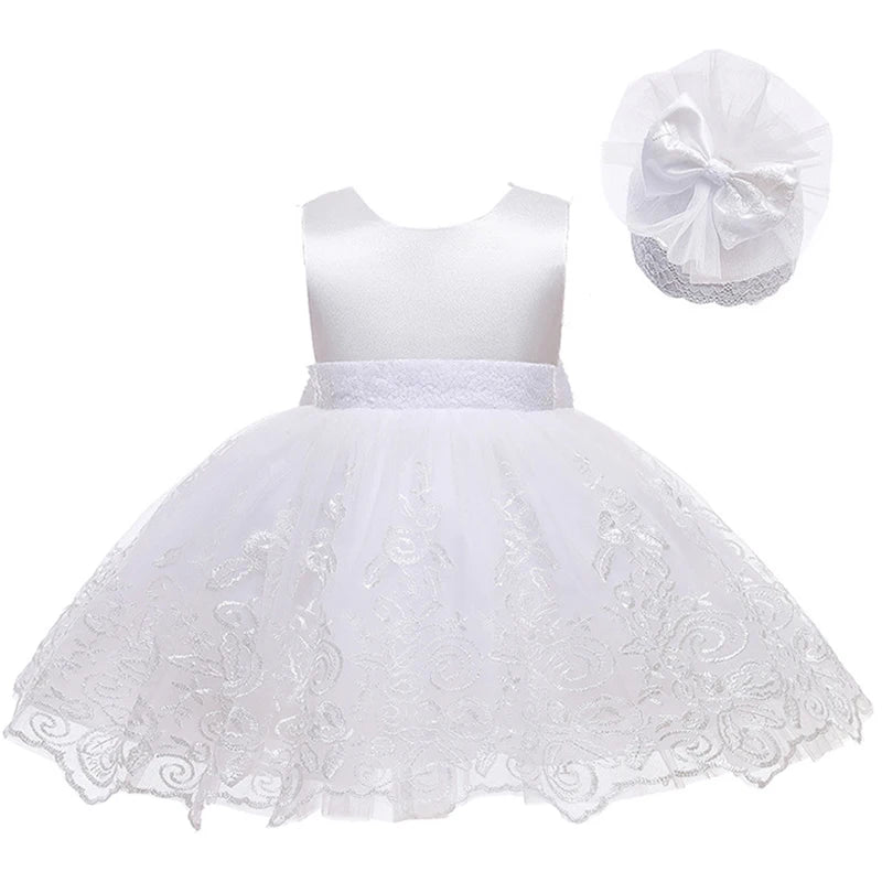 Baby Girl Lace Princess Dress with Big Bow – 3-24M