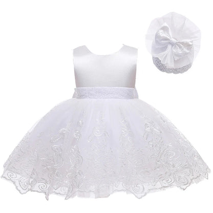 Baby Girl Lace Princess Dress with Big Bow – 3-24M