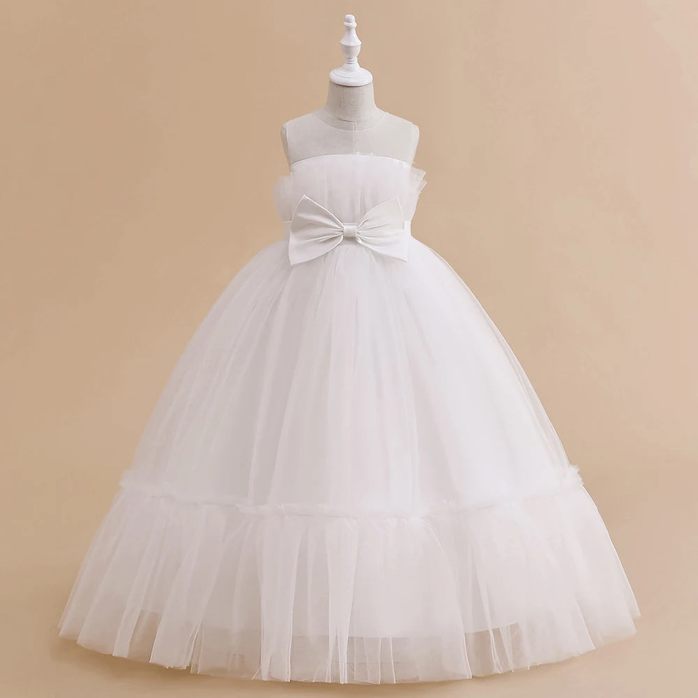 Girls Party Dress – White Tulle Wedding Gown
