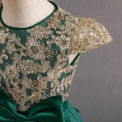 Festive Elegance – Girls’ Bow Party Dress for 3-10Y