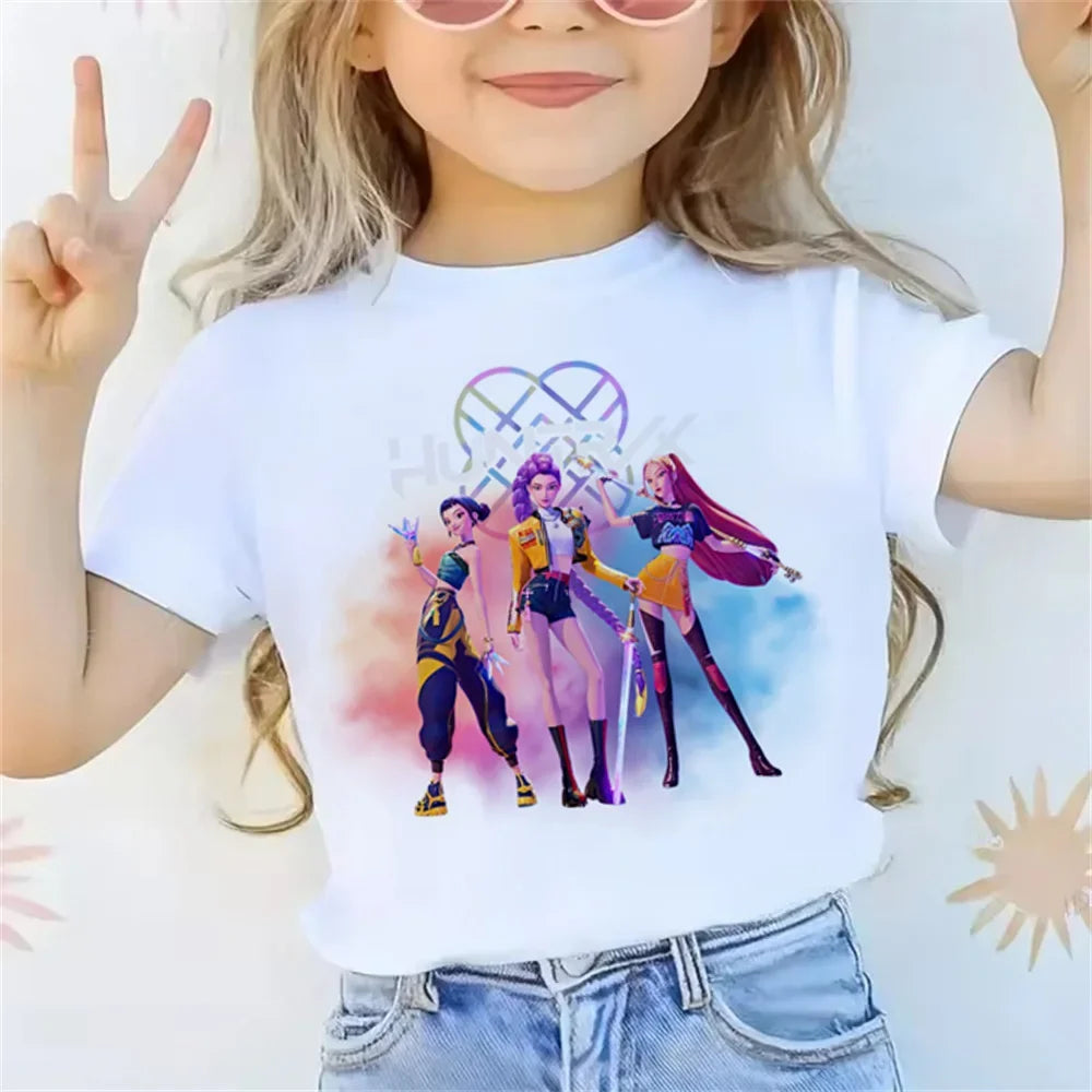 Trendy 2025 Kpop Demon Hunters Tee – Graphic Top for Boys & Girls
