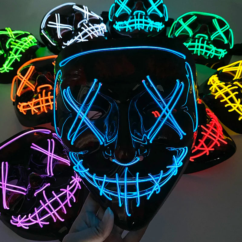 Halloween Light-Up Mask – Neon LED Marshmallow Headgear