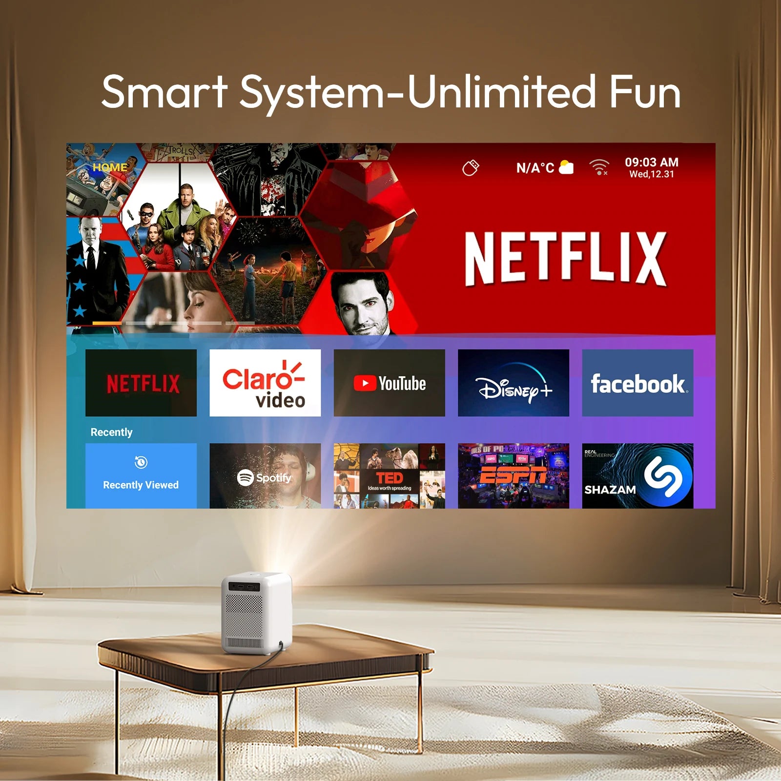 BYINTEK LOVE U4: 4K Smart Mini Projector for Wireless Home Cinema