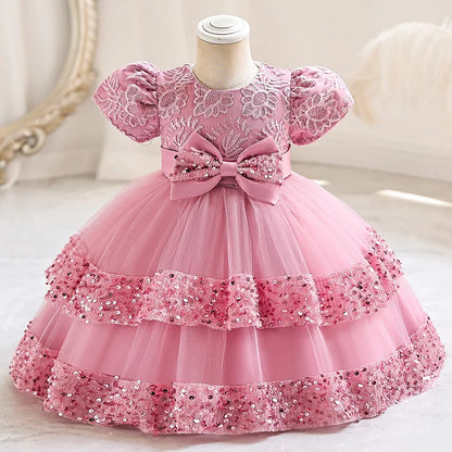 Toddler Princess Dress – Short Sleeve, Sparkly & Fluffy