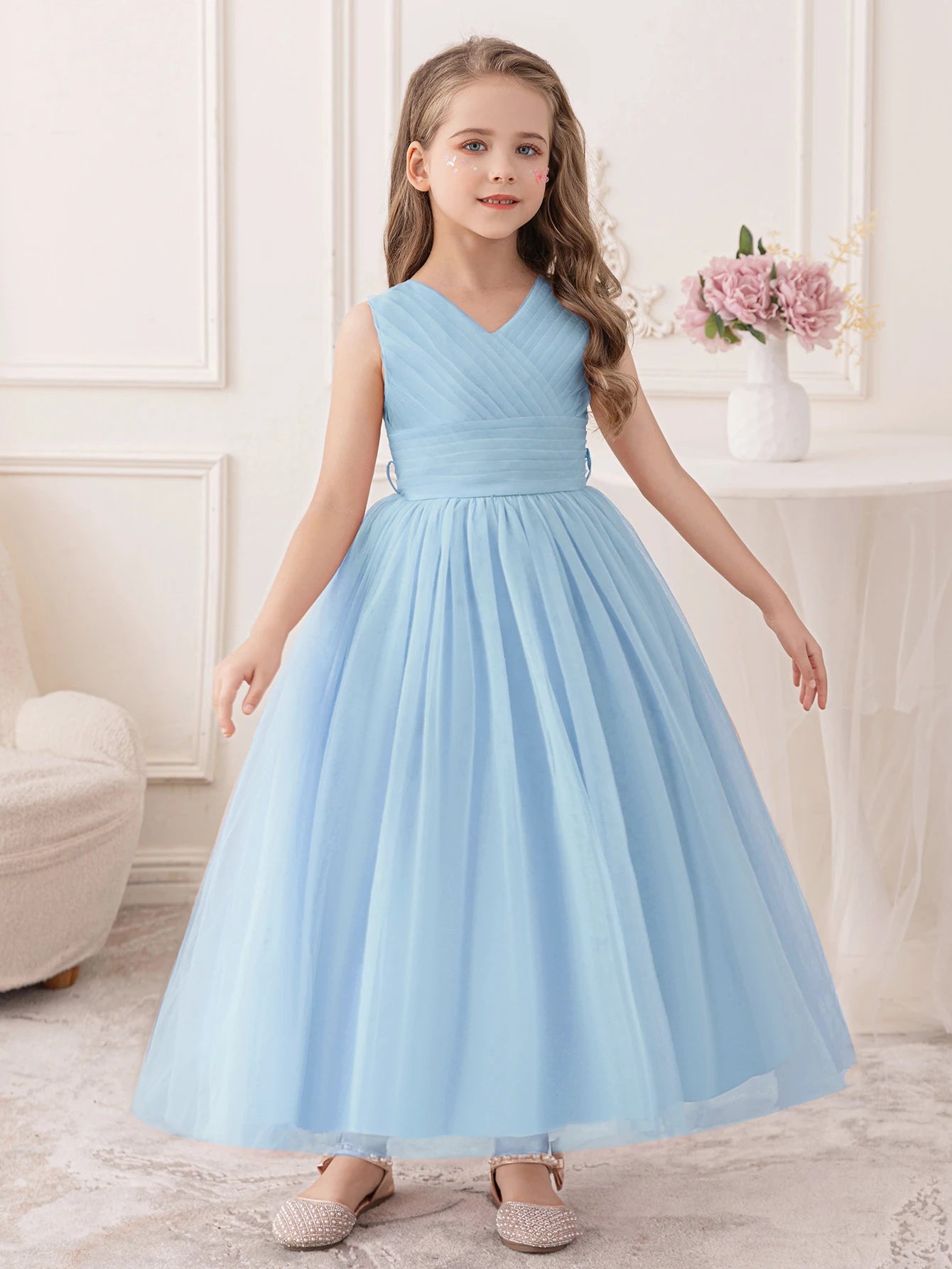 Blue Tulle Princess Dress for Girls – Birthday & Party