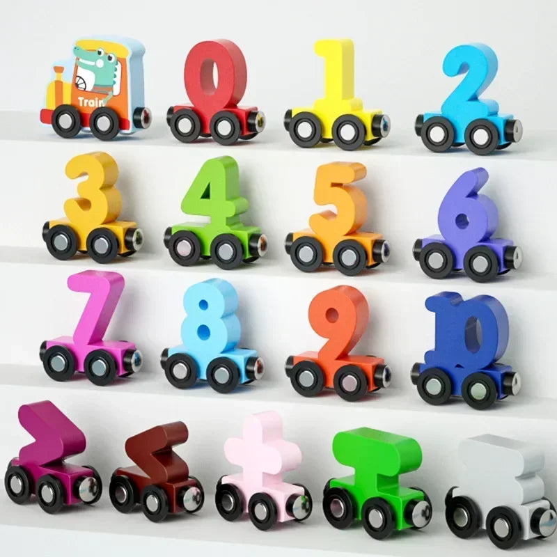 12-Piece Magnetic Digital Train – Montessori Wooden Learning Toy for Kids