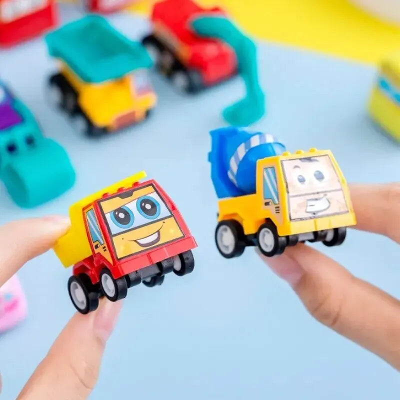 6Pcs Mini Pull-Back Engineering Car Set - Fun Cartoon Toys for Kids