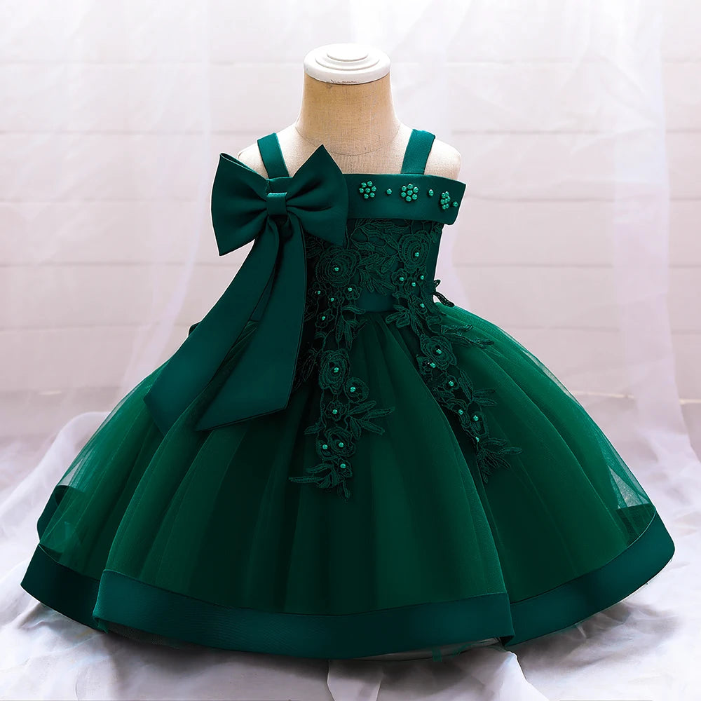 Elegant Infant Dress – Bow Lace Princess Party Wear