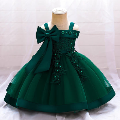 Elegant Infant Dress – Bow Lace Princess Party Wear