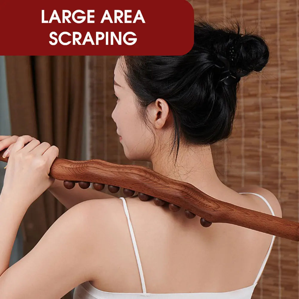 20-Bead Beech Wood Back Massage Tool